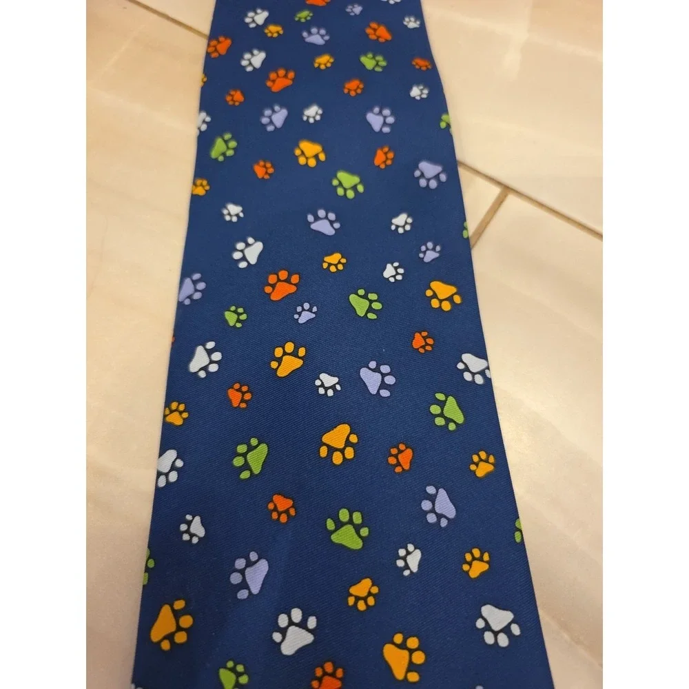 Utopia Men's Necktie Tie Silk‎ Wine Dog Paw Prints B1